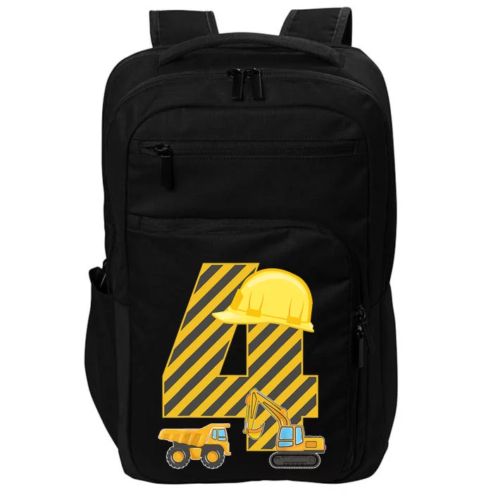 Four 4yr 4th Birthday Construction Outfit Boy 4 Years Old Impact Tech Backpack