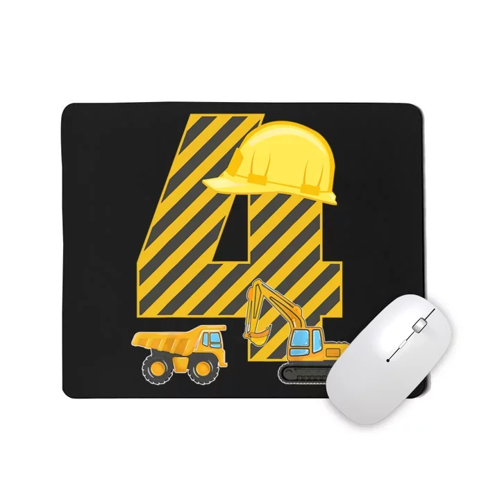 Four 4yr 4th Birthday Construction Outfit Boy 4 Years Old Mousepad