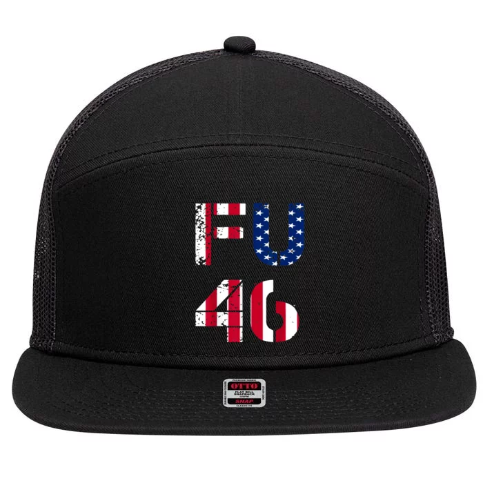 FU 46 Anti Biden Vintage Retro Distressed American Flag 7 Panel Mesh Trucker Snapback Hat