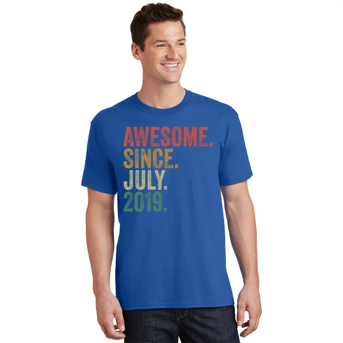 Funny 4th Birthday Gift 4 Year Old Awesome Since July 2019 Gift T-Shirt