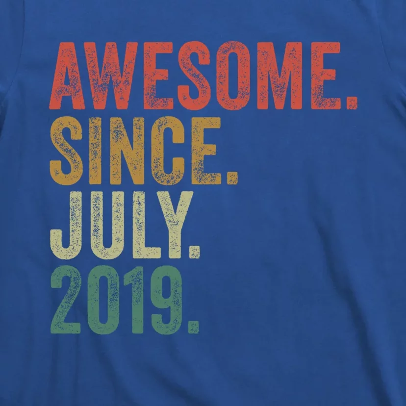 Funny 4th Birthday Gift 4 Year Old Awesome Since July 2019 Gift T-Shirt