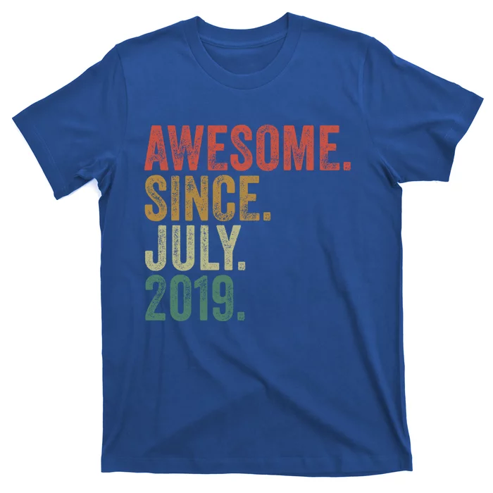 Funny 4th Birthday Gift 4 Year Old Awesome Since July 2019 Gift T-Shirt