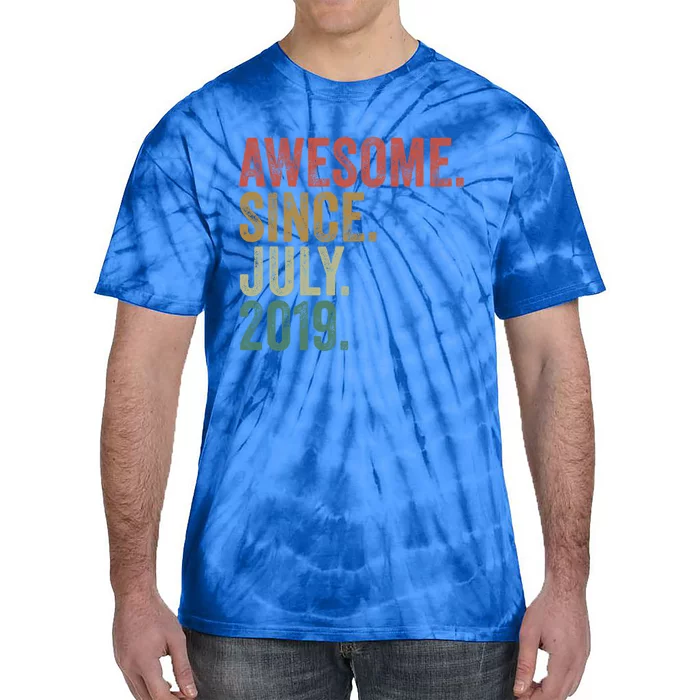 Funny 4th Birthday Gift 4 Year Old Awesome Since July 2019 Gift Tie-Dye T-Shirt