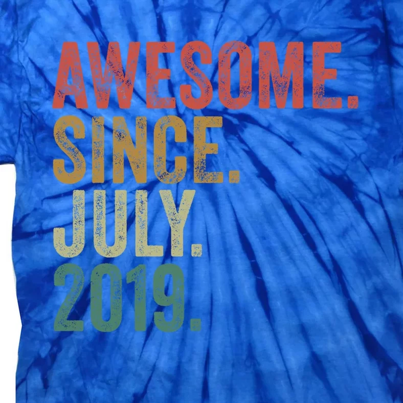 Funny 4th Birthday Gift 4 Year Old Awesome Since July 2019 Gift Tie-Dye T-Shirt