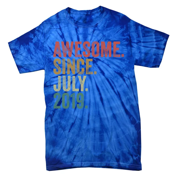 Funny 4th Birthday Gift 4 Year Old Awesome Since July 2019 Gift Tie-Dye T-Shirt