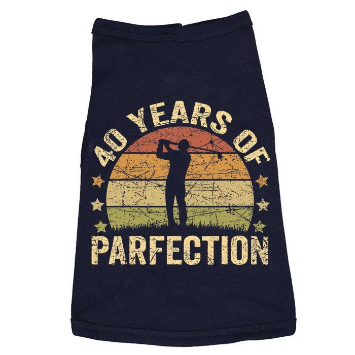 Funny 40th Birthday Golf Pun Retro Sunset 40 Year Old Golfer Doggie Tank