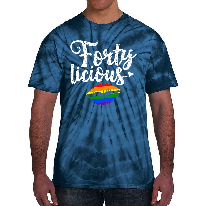 Funny 40th Birthday Gift For Gay Lesbian LGBT Fortylicious Tie-Dye T-Shirt