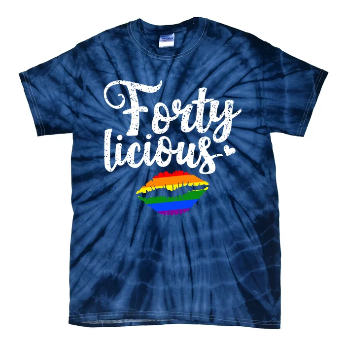 Funny 40th Birthday Gift For Gay Lesbian LGBT Fortylicious Tie-Dye T-Shirt