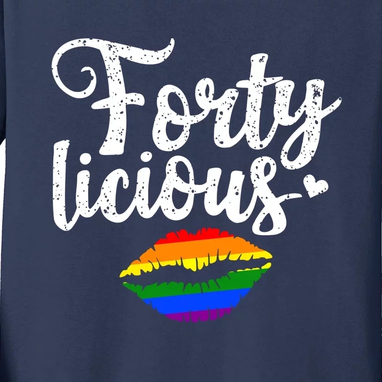 Funny 40th Birthday Gift For Gay Lesbian LGBT Fortylicious Kids Long Sleeve Shirt