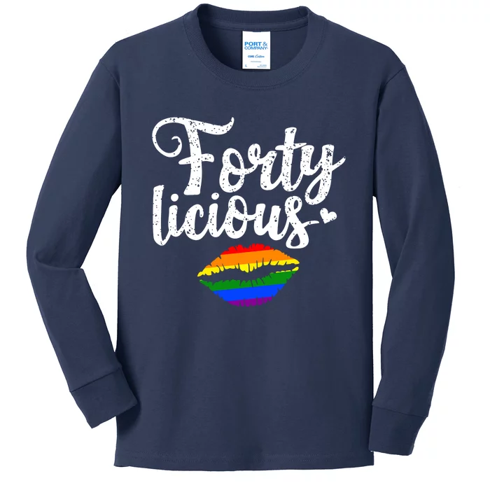 Funny 40th Birthday Gift For Gay Lesbian LGBT Fortylicious Kids Long Sleeve Shirt