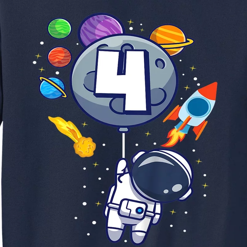 Funny 4th Birthday Astronaut 4 Year Old Birthday Boy Gift 1 Tall Sweatshirt