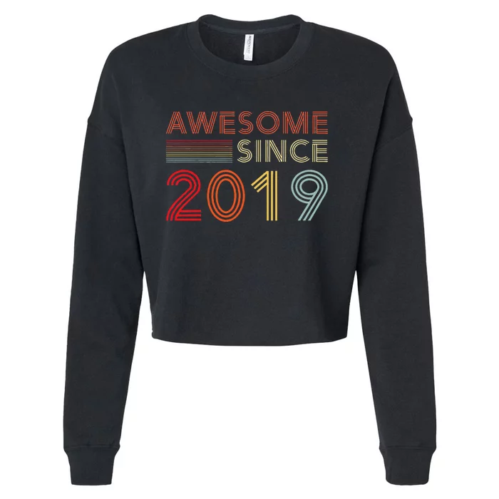 Five 4yr BDay Son Boy Funny 2019 4th 4 Year Old Birthday Cropped Pullover Crew