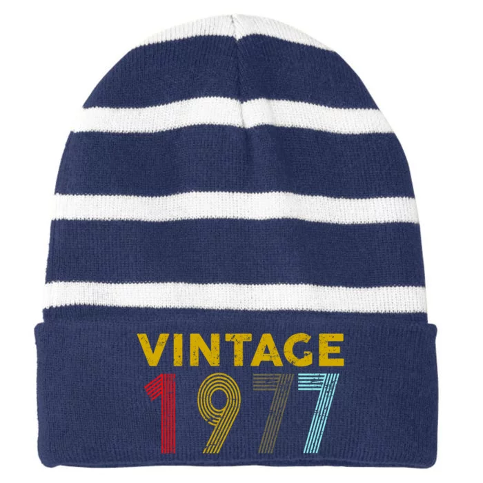 Funny 42nd Birthday Gift Vintage 1972 Striped Beanie with Solid Band