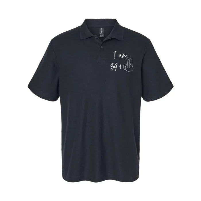 Funny 40th Birthday 39 Plus One Finger Softstyle Adult Sport Polo