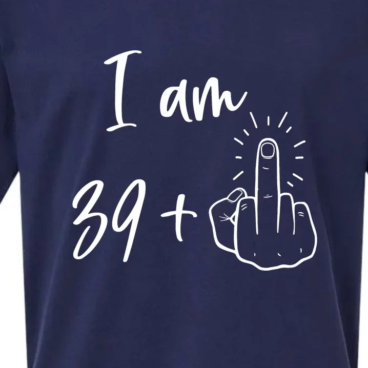 Funny 40th Birthday 39 Plus One Finger Sueded Cloud Jersey T-Shirt