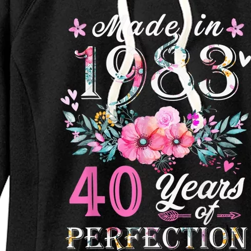 Floral 40th birthday gifts for wo, Made In 1983 Birthday Women's Fleece Hoodie