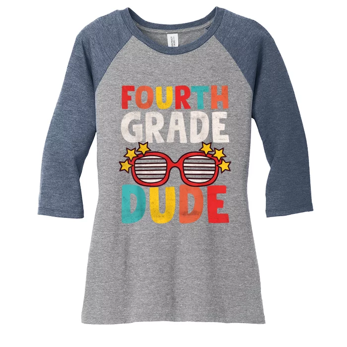 Fourth 4th Grade Dude First Day Of School Student Kids Boy Women's Tri-Blend 3/4-Sleeve Raglan Shirt