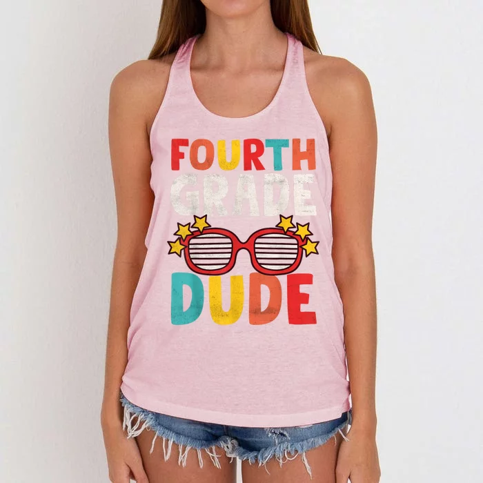 Fourth 4th Grade Dude First Day Of School Student Kids Boy Women's Knotted Racerback Tank