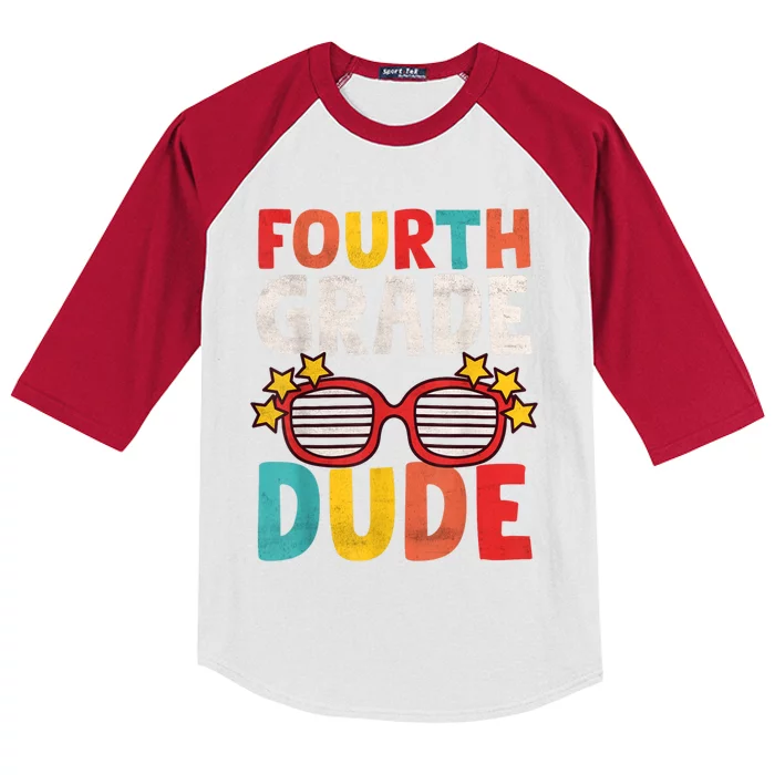 Fourth 4th Grade Dude First Day Of School Student Kids Boy Kids Colorblock Raglan Jersey