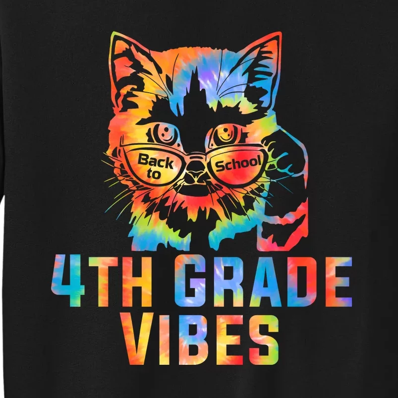 Fourth 4th Grade Vibes Back To School Cat Kitty Girl Tie Dye Gift Sweatshirt