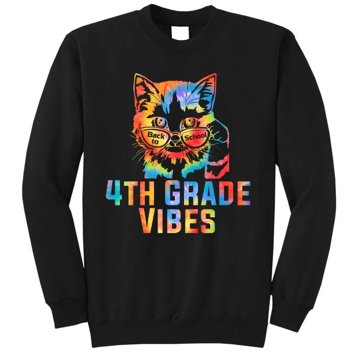 Fourth 4th Grade Vibes Back To School Cat Kitty Girl Tie Dye Gift Sweatshirt