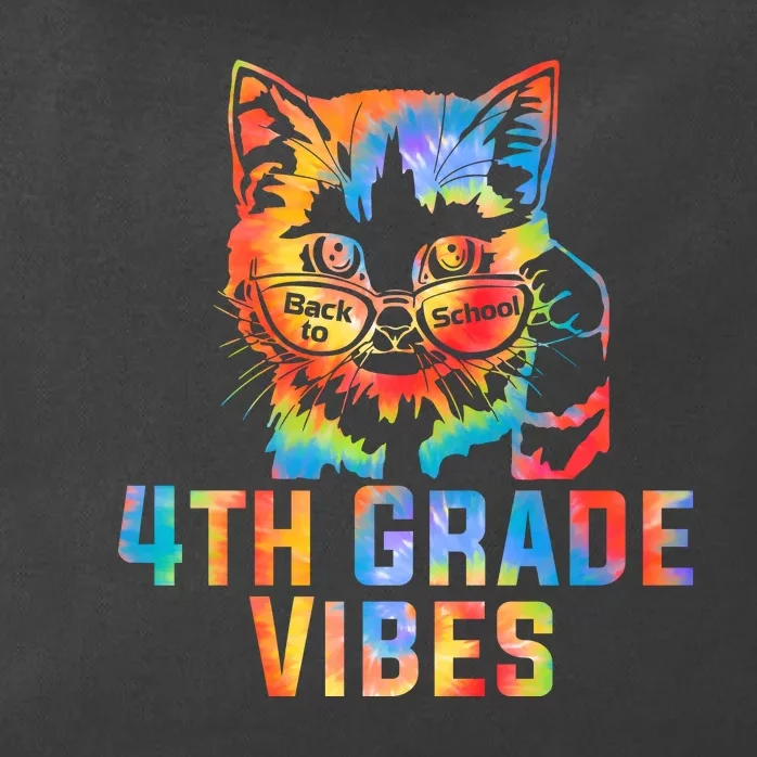 Fourth 4th Grade Vibes Back To School Cat Kitty Girl Tie Dye Gift Zip Tote Bag