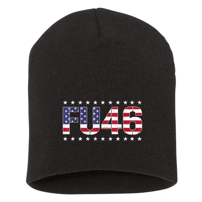 FU 46 Impeach Anti Biden Pro Trump Patriotic American Flag Short Acrylic Beanie