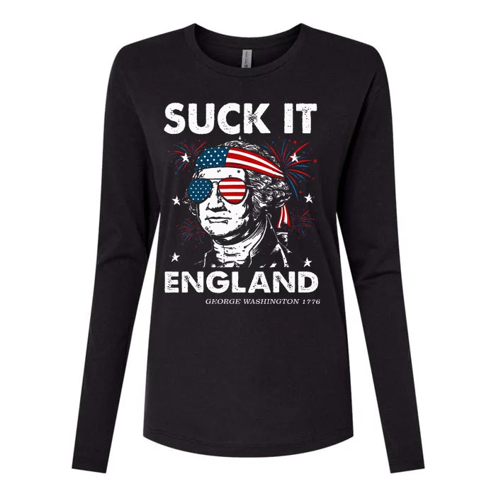 Funny 4th July Suck It England Georgewashington Womens Cotton Relaxed Long Sleeve T-Shirt