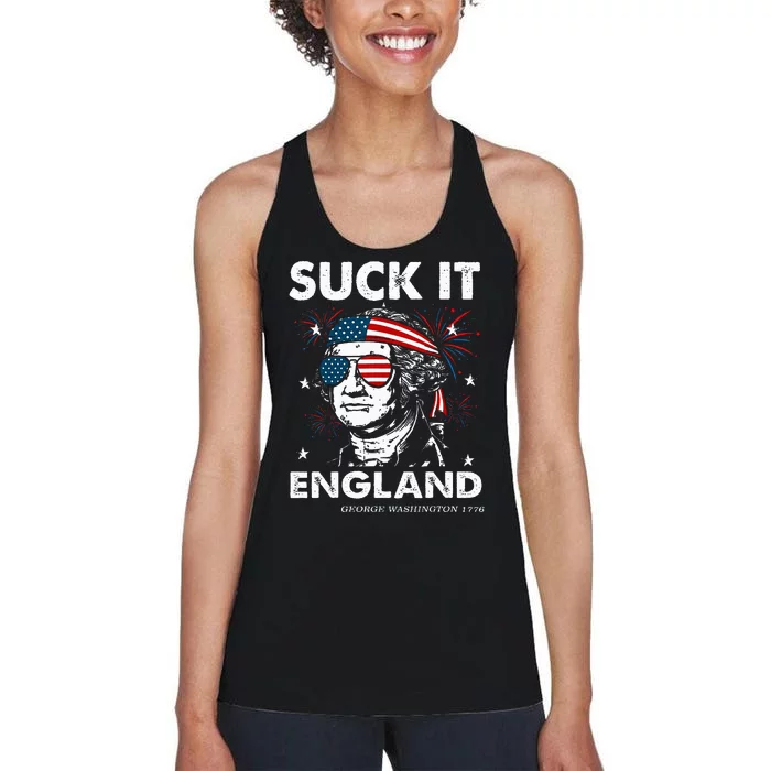 Funny 4th July Suck It England Georgewashington Women's Racerback Tank