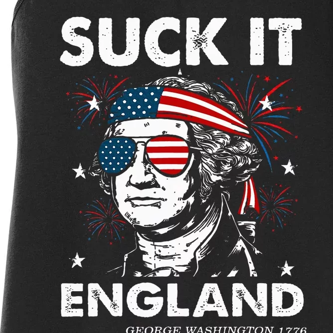 Funny 4th July Suck It England Georgewashington Women's Racerback Tank