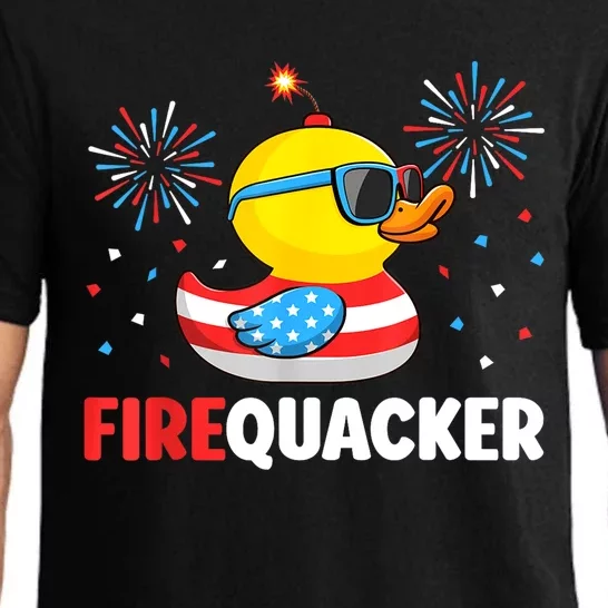 Funny 4th Of July Duck Firequacker Patriotic Fourth Of July Gift Pajama Set