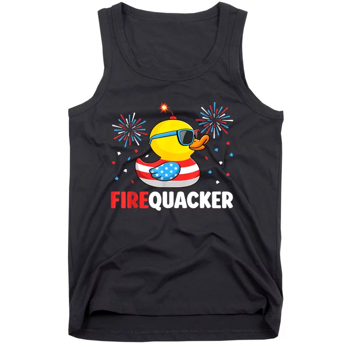 Funny 4th Of July Duck Firequacker Patriotic Fourth Of July Gift Tank Top