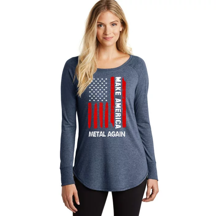 Forth 4th Of July Gift Funny Outfit Make America Metal Again Cute Gift Women's Perfect Tri Tunic Long Sleeve Shirt