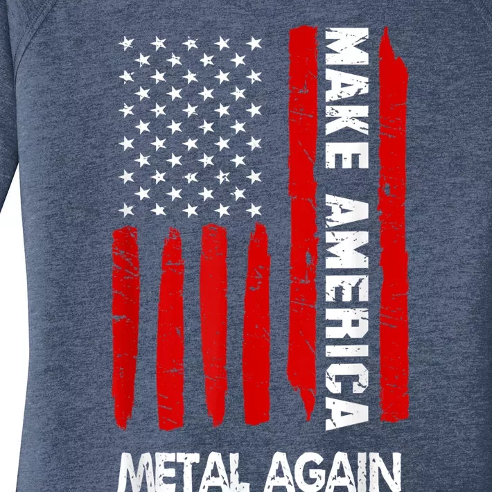 Forth 4th Of July Gift Funny Outfit Make America Metal Again Cute Gift Women's Perfect Tri Tunic Long Sleeve Shirt