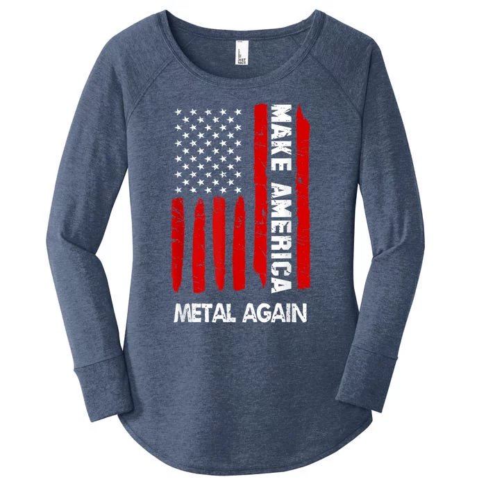 Forth 4th Of July Gift Funny Outfit Make America Metal Again Cute Gift Women's Perfect Tri Tunic Long Sleeve Shirt