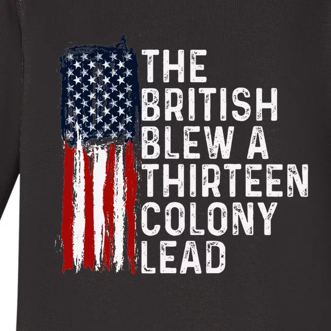 Funny 4th Of July British Blew 13 Colony Lead Retro Fun Baby Long Sleeve Bodysuit