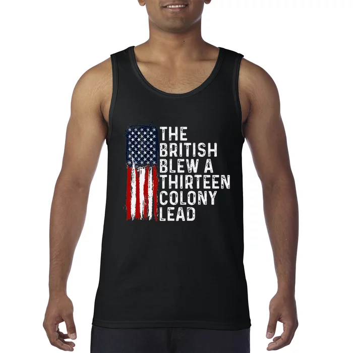 Funny 4th Of July British Blew 13 Colony Lead Retro Fun Tank Top