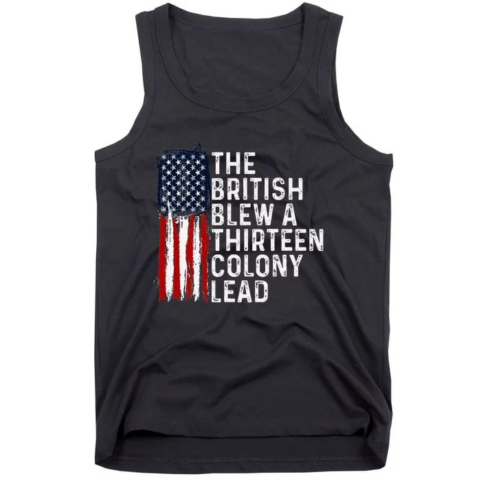 Funny 4th Of July British Blew 13 Colony Lead Retro Fun Tank Top