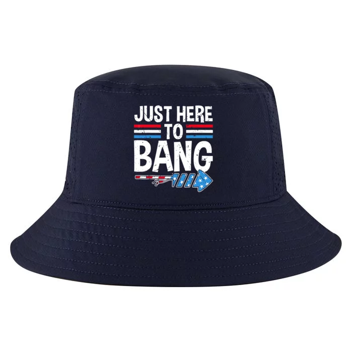 Funny 4th Of July Just Here to Bang Fireworks Cool Comfort Performance Bucket Hat