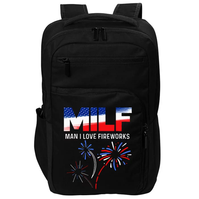 Funny 4th of July MILF Man I Love Fireworks USA Flag Impact Tech Backpack