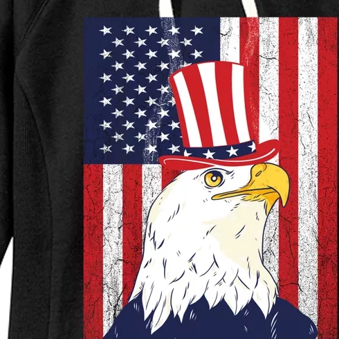 Funny 4th Of July American Flag Patriotic Eagle Usa Gift Women's Fleece Hoodie