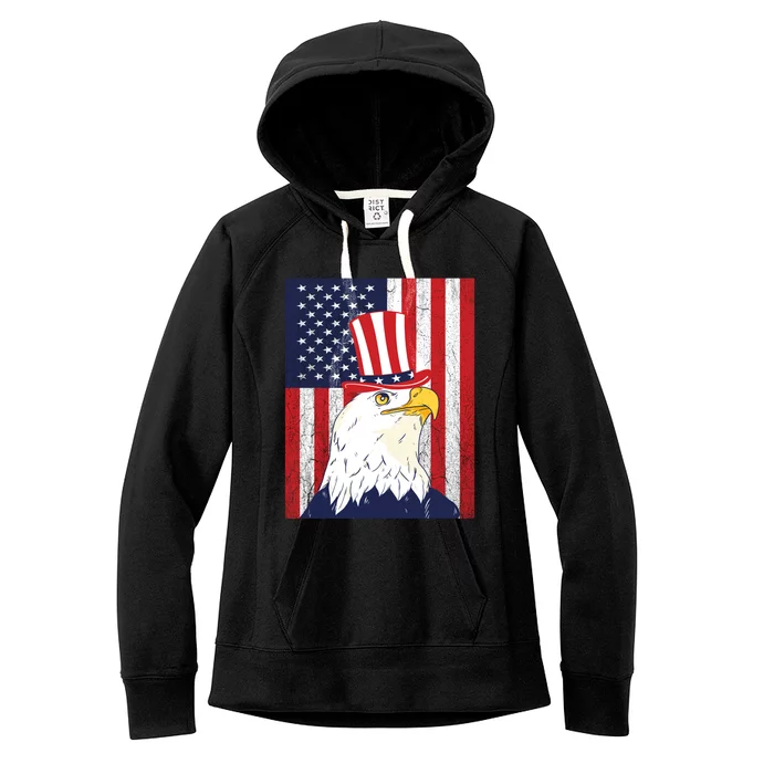 Funny 4th Of July American Flag Patriotic Eagle Usa Gift Women's Fleece Hoodie