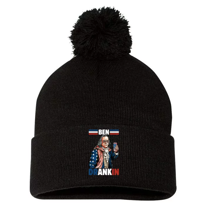 Funny 4th Of July Ben Drankin Patriotic. Pom Pom 12in Knit Beanie