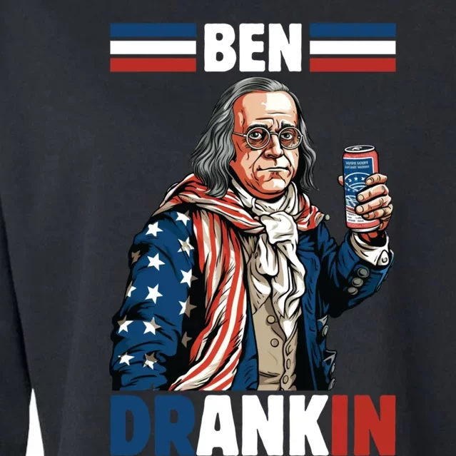 Funny 4th Of July Ben Drankin Patriotic. Cropped Pullover Crew