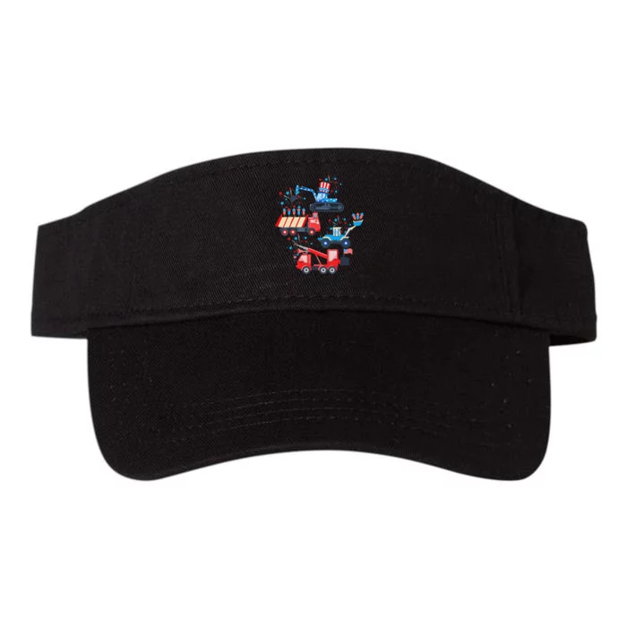 Funny 4th Of July Crane Truck Construction Valucap Bio-Washed Visor