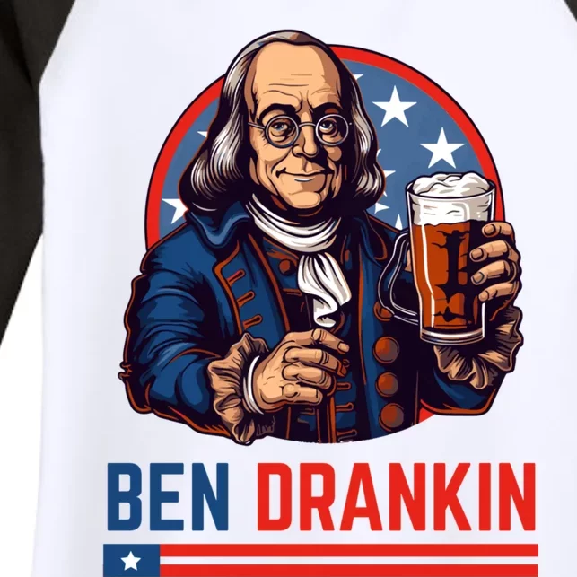 Funny 4th Of July Ben Drankin Patriotic. Women's Tri-Blend 3/4-Sleeve Raglan Shirt