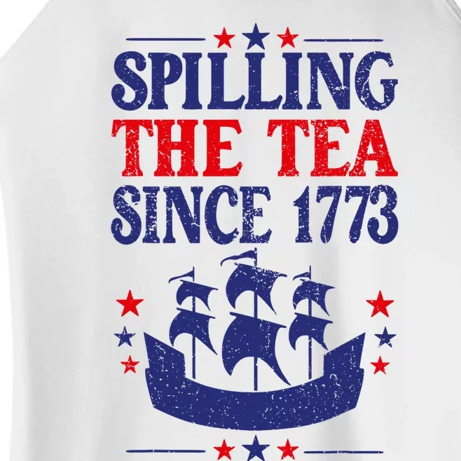 Funny 4th Of July Spilling The Tea Since 1773 Shirts History Teacher Women’s Perfect Tri Rocker Tank