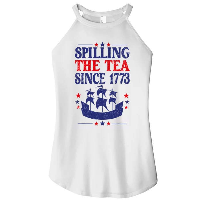 Funny 4th Of July Spilling The Tea Since 1773 Shirts History Teacher Women’s Perfect Tri Rocker Tank