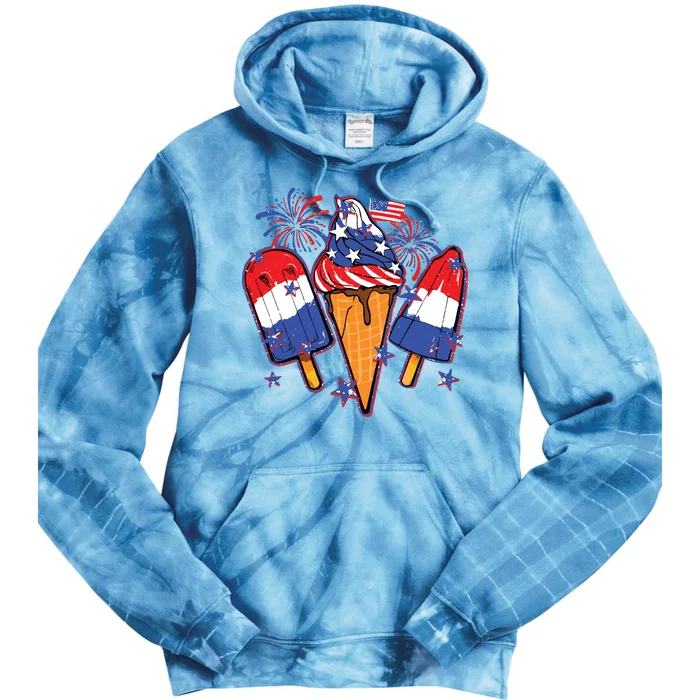 Funny 4th Of July Patriotic Popsicle Tie Dye Hoodie