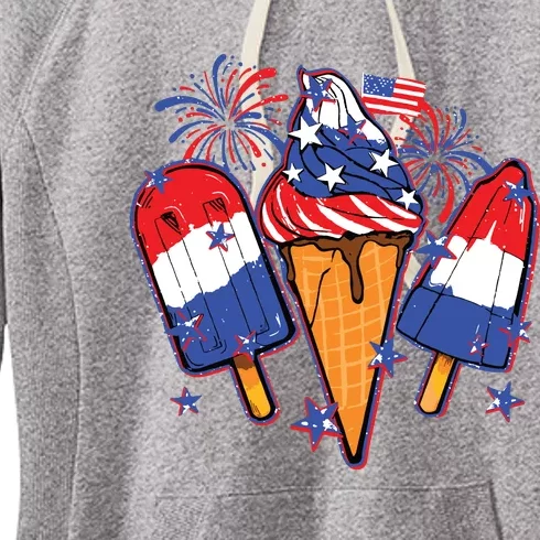 Funny 4th Of July Patriotic Popsicle Women's Fleece Hoodie